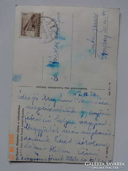 Régi képeslap: Sopron - középkori sikátor a várkerületben - 1956