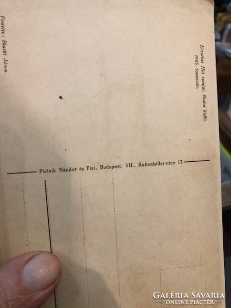 Képeslap 1945-ből, a felrobbantott Lánchidról, postatiszta.