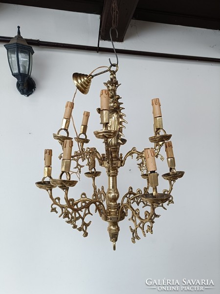 Antique chandelier cast brass with Mary Jesus figure Christian 12 arms external wired 727 8367