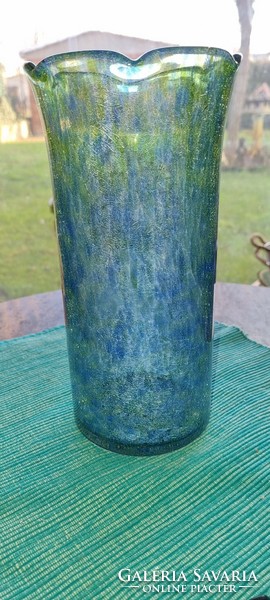 Beautiful, rare turquoise veil glass vase