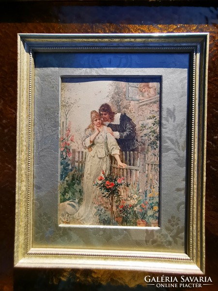 Old French romantic scene watercolor