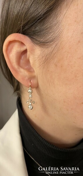 Old turn-of-the-century gold earrings with old cut diamonds!