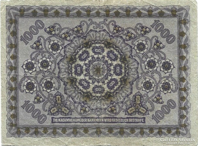 1000 korona kronen 1922 Ausztria 1.