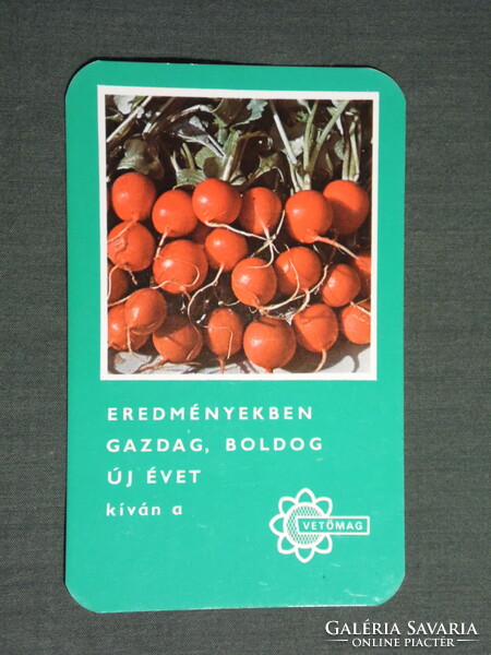 Kártyanaptár, Virág Vetőmag vállalat, zöldség retek, 1980,   (4)