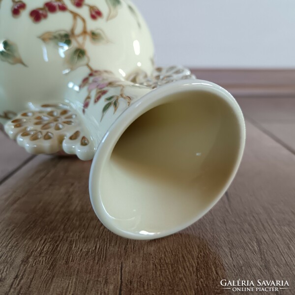 Ritka Zsolnay virágmintás porcelán váza