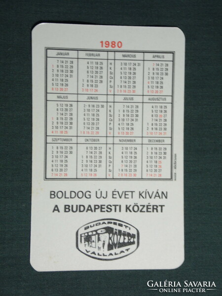 Card calendar, Pest county caterer, calamari restaurant, tavern, wine bar, Budapest, 1980, (4)