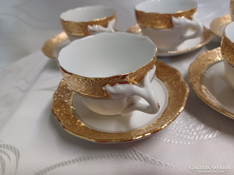 Vintage richly gilded, Czechoslovak coffee sets