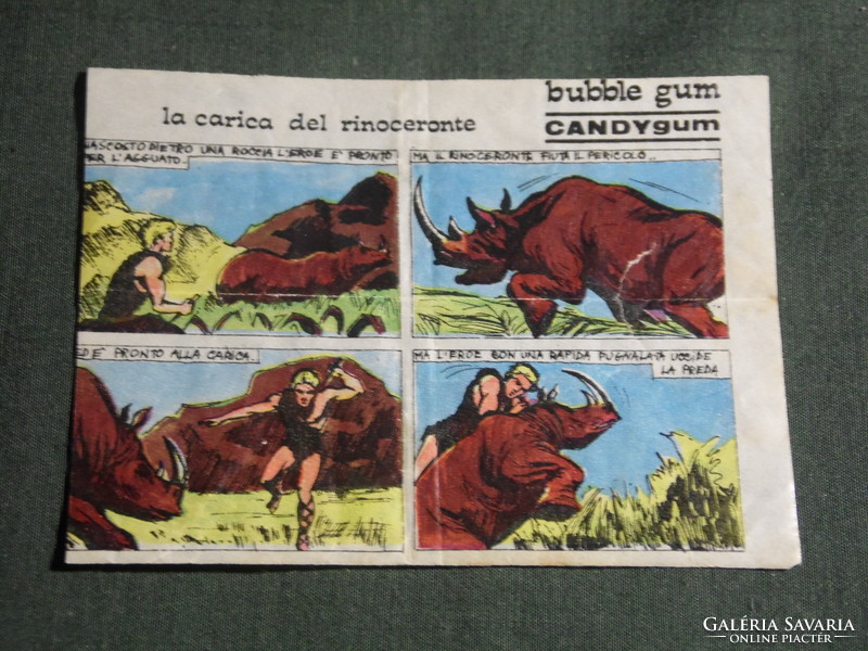 Chewing paper label, candy gum, tarzan bubble gum, milano, 1980-90