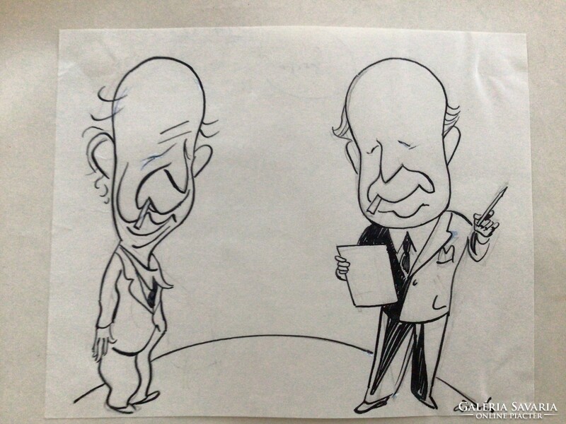 Original caricature drawing by Gáspár Antal from the free mouth. For sheet 17 x 13.5 cm