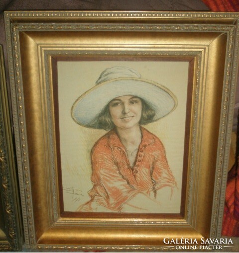 French lady portrait - graphics - beautiful original frame-art&decoration