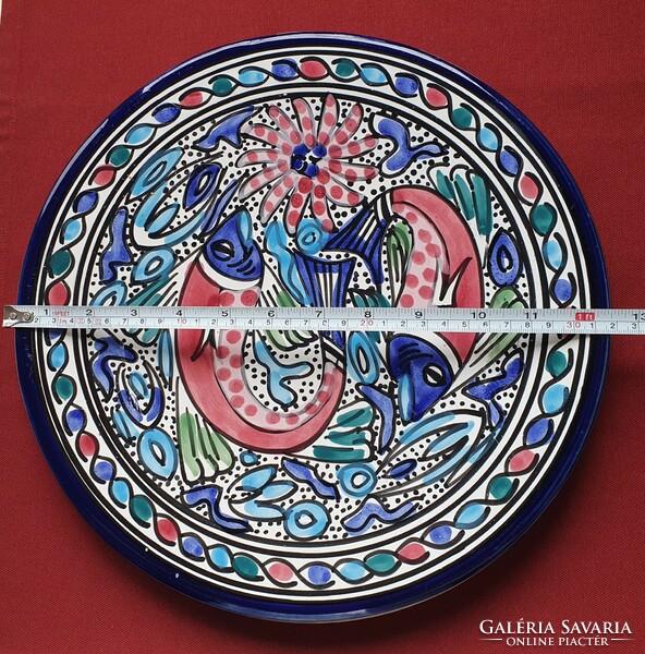 Kerámia porcelán hal mintás nagyméretű tálaló tál tányér fali tányér akasztható