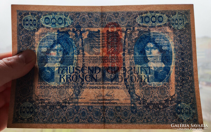 OMM 1000 korona, 1902 (VF++) osztrák, DÖ felülbélyegzéssel | 1 darab bankjegy