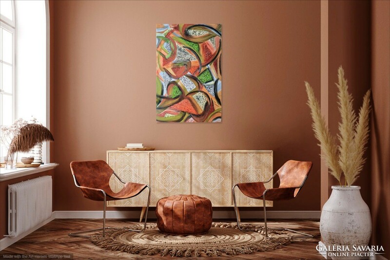 Zsm abstract painting 90 cm/60 cm canvas, acrylic, mixed media - diversity