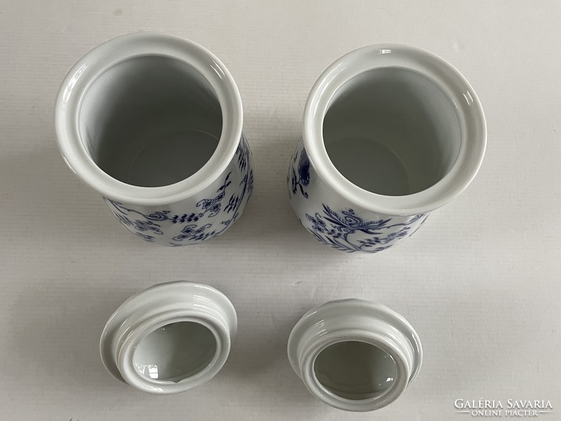 German porcelain onion pattern (zwiebelmuster) large sugar bowl and coffee bowl with lid