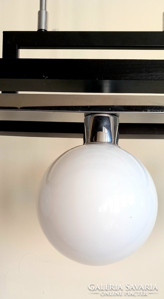 Design Art- deco króm-fa-üveg mennyezeti lámpa ALKUDHATÓ
