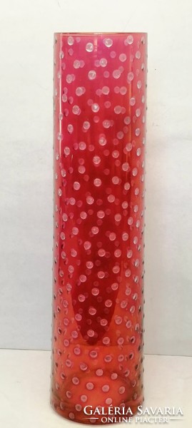 Muránói buborékos falú fúvott váza esőcsepp mintázattal Olaszországból.