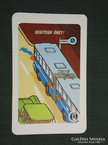 Kártyanaptár,Közlekedésbiztonsági tanács,grafikai, BKV buszmegálló, csuklós autóbusz, 1980,   (4)