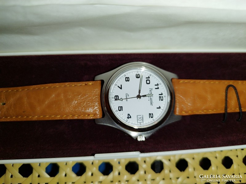 Original French Pierre Lannier wristwatch with leather strap, unisex