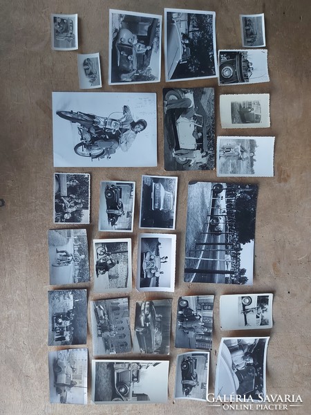 Old photos from about 1920, photos with a car-motorcycle theme. 26 pieces in one! - 558