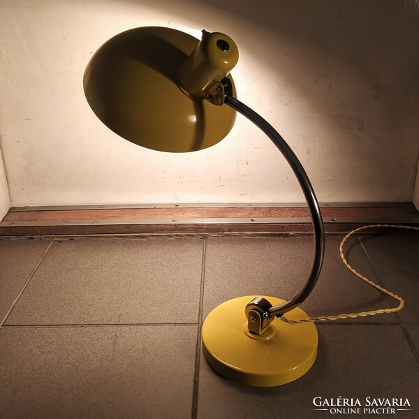 Bauhaus asztali lámpa felújítva - Christian Dell - Koranda /sárga - nikkel/