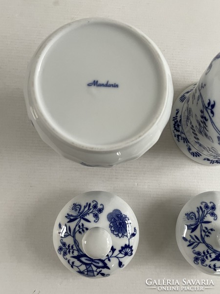 German porcelain onion pattern (zwiebelmuster) large sugar bowl and coffee bowl with lid