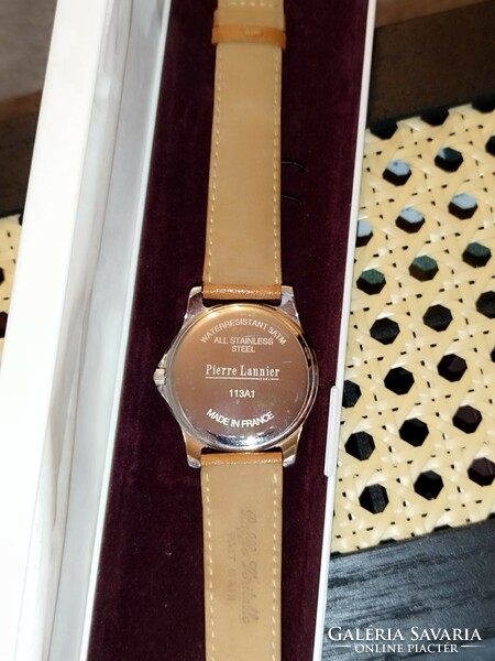 Original French Pierre Lannier wristwatch with leather strap, unisex