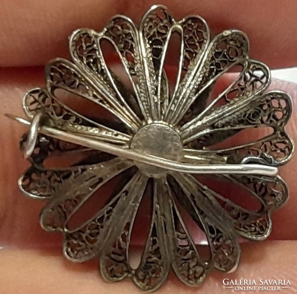 Antique silver filigree brooch