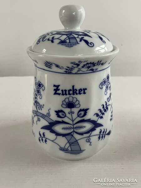 German porcelain onion pattern (zwiebelmuster) large sugar bowl and coffee bowl with lid