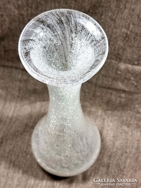 Repesztett magas fehér Fátyolüveg fátyol karcagi berekfürdői üveg váza