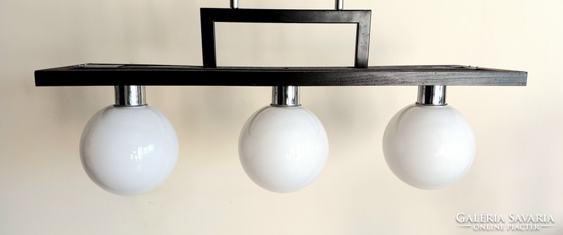 Design art-deco chrome-wood-glass ceiling lamp negotiable