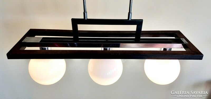 Design art-deco chrome-wood-glass ceiling lamp negotiable