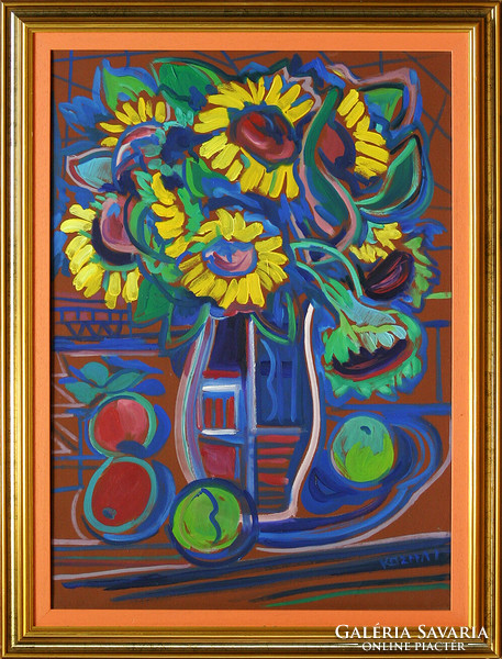István Kozma: Sunflowers - with frame 82x62 cm - artwork: 70x50cm - size 23/724
