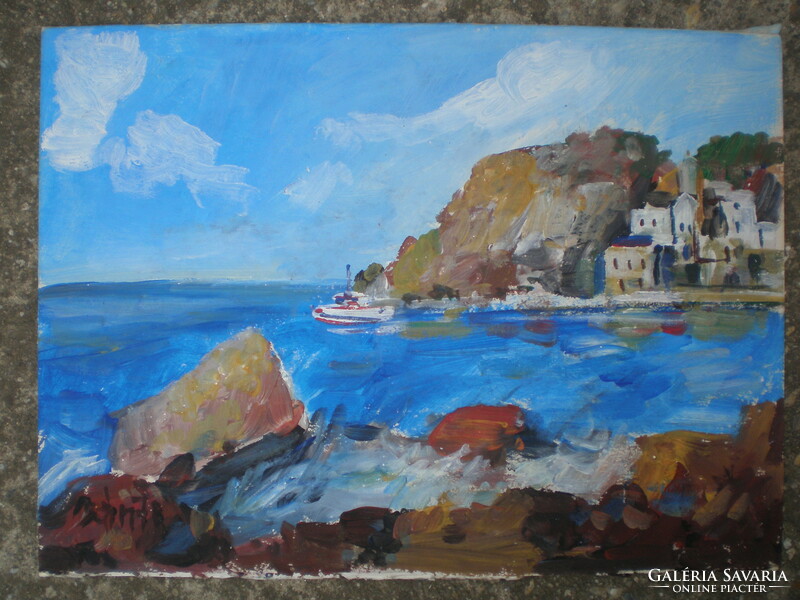 József Bánfi, capri, oil, cardboard. A wonderful painting.