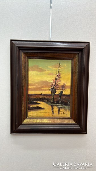 Rural landscape oil painting in a nice frame