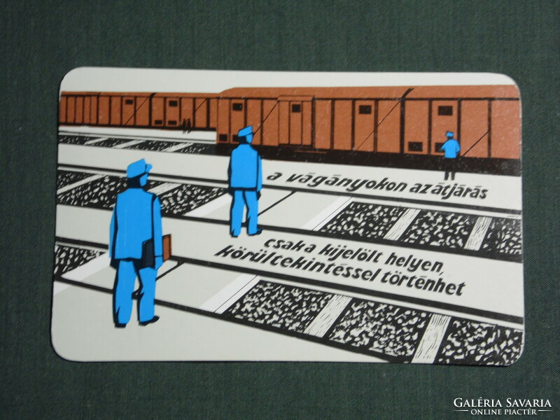 Kártyanaptár, MÁV vasút, grafikai rajzos, baleset megelőzés, 1980,   (4)