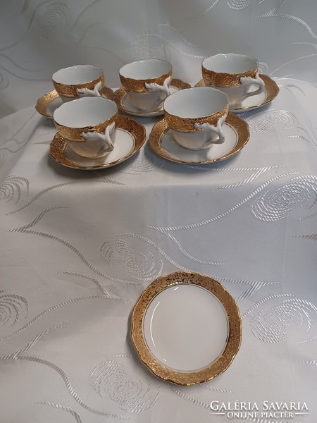 Vintage richly gilded, Czechoslovak coffee sets