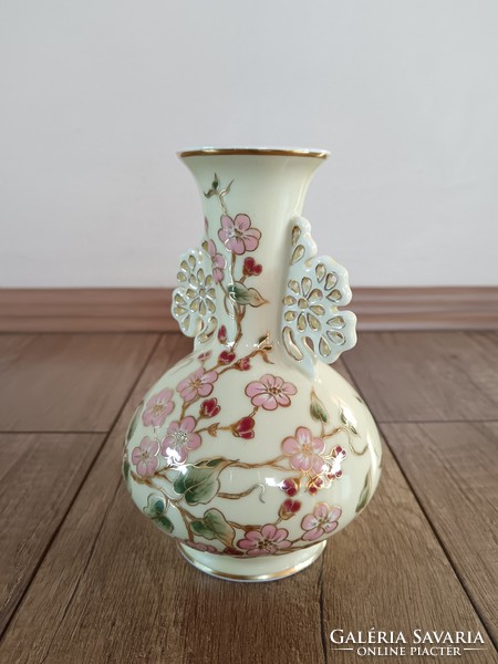 Rare Zsolnay flower pattern porcelain vase