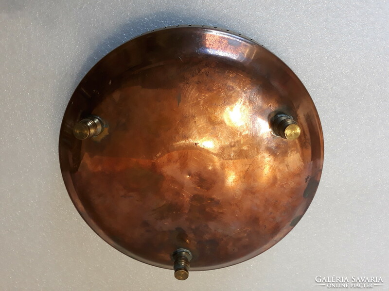 Beautiful antique red copper centerpiece with openwork brass rim