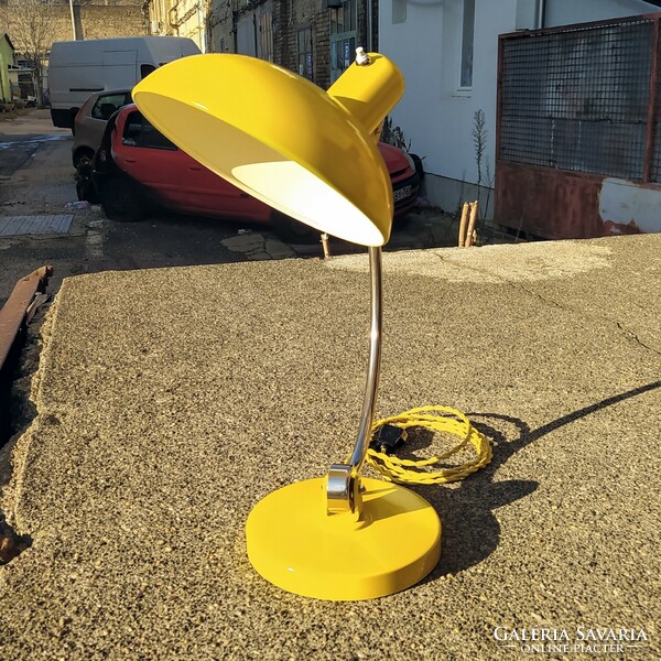 Bauhaus asztali lámpa felújítva - Christian Dell - Koranda /sárga - nikkel/