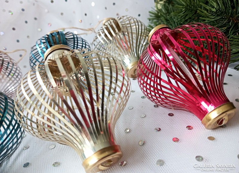 Lauscha laminate and glass stick Christmas tree decoration 6 pcs together 6-7 cm