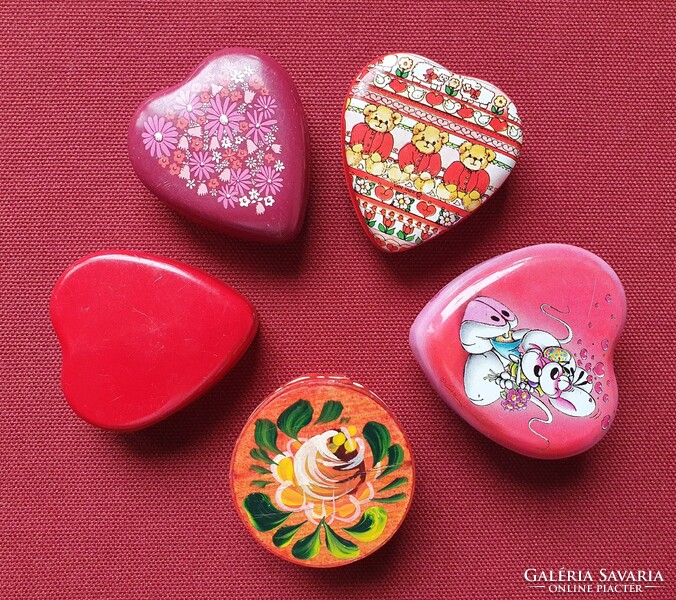 Heart-shaped heart-shaped metal box, wooden box, box, teddy bear, flower, tulip, mouse, jewelry holder