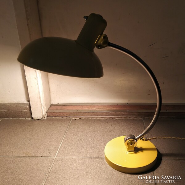 Bauhaus table lamp refurbished - christian dell - koranda /yellow - nickel/