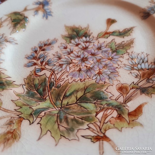 Gyönyörű kézzel festett antik fajansz Zsolnay tányér - ritka dekor