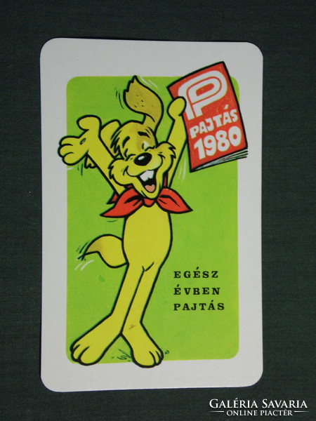 Card calendar, buddy youth, pioneering magazine, newspaper, graphic artist, humorous, dog, 1980, (4)