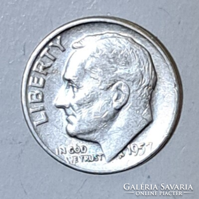 1957. USA ezüst Roosevelt 1 dime F/3