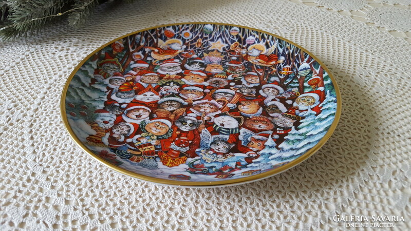 Christmas decorative plate with a cat, limited Franklin as porcelain