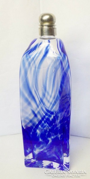 A crystal rarity with a prism-shaped blue patterned metal cap liqueur for your display case