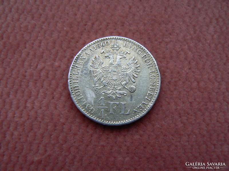 József Ferenc silver 1/4 florin 1860 b (Körmöczbanya), original!