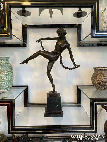 Art deco dancer bronze statue