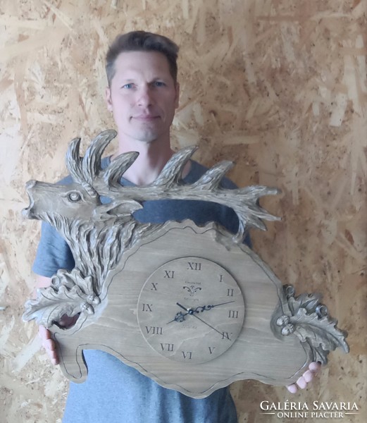 Deer clock hunting clock hunting gift grooming clock wooden clock wall clock trophy coaster trophy carving deer wild